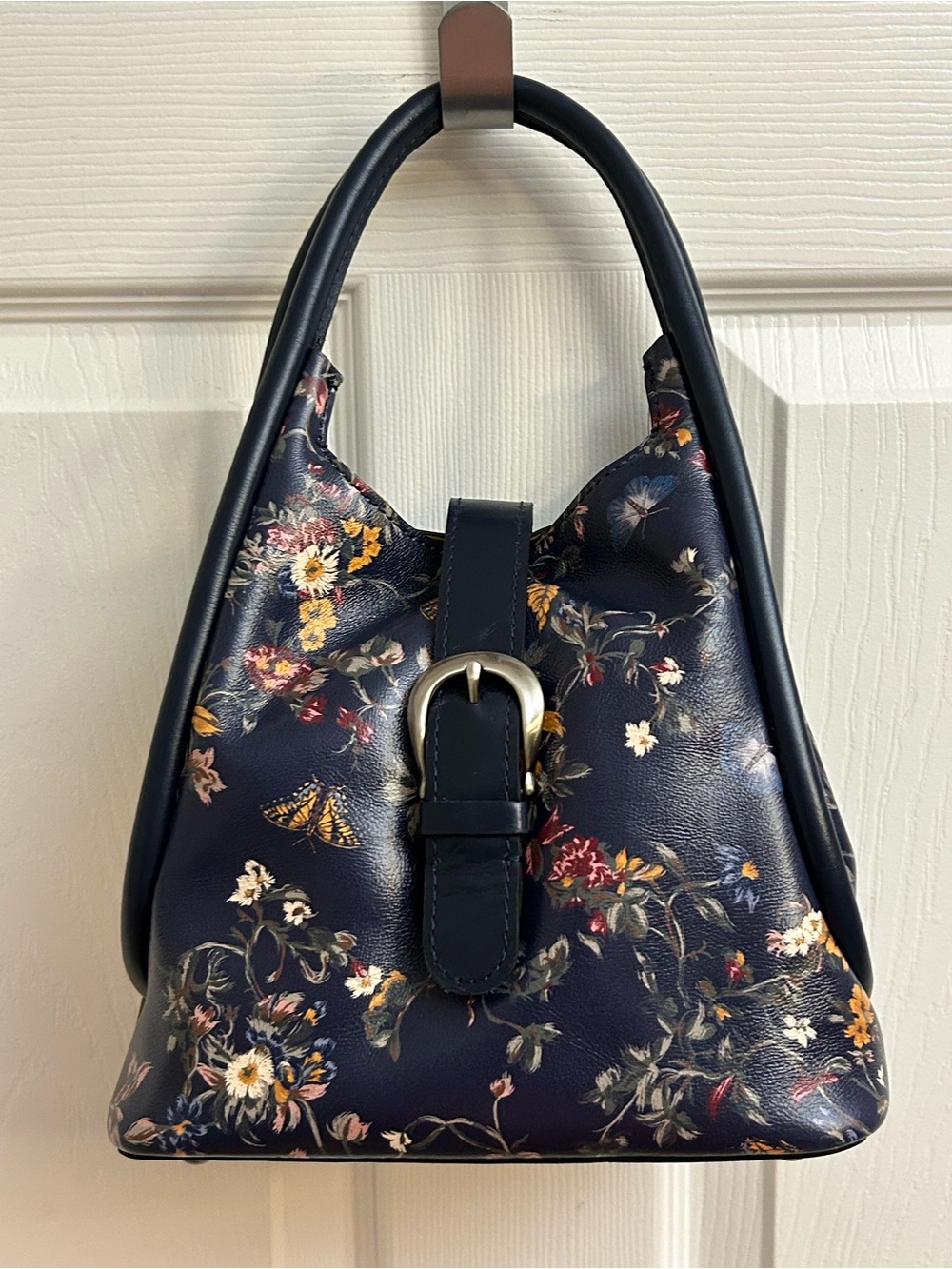 Patricia Nash Navy Floral Shoulder Bag with Buckle Detail - Picture 16 of 16